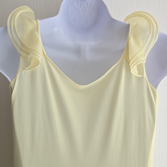 Vintage | Shadow line | Soft Yellow Frilled Chiffon Dress - Picture 7 of 11